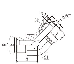 2B4 45°British pipe male thread 60°inner cone/British pipe female thread 60°outer cone Main Image